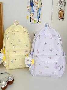 Large Capacity Colorful Printed Backpack For Girls, Student School Bag, Cartoon Backpack, Lightweight Travel Bag, Daily Commute Laptop Bag, Fashion Casual Backpack For Elementary, Middle, High School And College Students, Nylon Laptop Bag, Multiple Colors Available, Academy Style - A - View 7