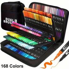 168/120/100/80/72/60/48/36pcs Dual Tip Marker Set, Washable, Non-Bleeding, Waterproof, Vibrant Colors, Professional Artist Markers, DIY Graffiti Painting Tools, Sketching Coloring Set, Perfect Art Collection Gift - Sets - View 14