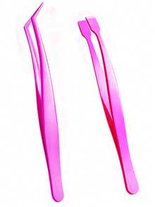 2pcs Stainless Steel Flat Head Eyelash Tweezers Set, Eyelash Curler & Lower Lash Curler, Non-Stick Precision Eyelash Extension Tools, Essential For Women, School & Travel - Multicolor - View 12