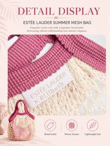 Estée Lauder Summer Mesh Bag 23*32cm, Hollow Breathable Woven Mesh, With Smooth Lining, Perfect For Storing Makeup, Suitable For Personal Use Or As A Gift - White - View 7
