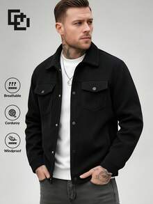 Men's Autumn/Winter Corduroy Jacket, Loose Casual Fashion Lightweight Jacket - Black - View 1