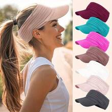Solid Color Casual Polyester Women's Wide Brim Sun Hat, Summer Sun Hat UPF 50+ UV Protection Beach Hat, Foldable Golf Sun Hat - Multicolor - View 1