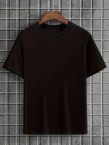 Men's Casual  Round Neck T Shirt - 黑色 - 查看 2