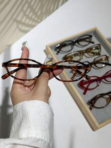 6pcs Leopard Print Plastic Multi-Color Geometric Full Frame Classic Men's And Women's Fashion Glasses Combination Fashion Glasses Frame Transparent Glasses Non Prescription Glasses, Suitable For All Face Shapes Holiday Gifts Carnival Parties Outdoor Clothing Fashion Accessories Glasses Set Gifts - 透明 - 查看 6