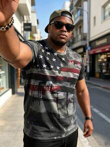 Men's Plus Size T-Shirt Digital Print Comfortable Fashion Plus Size T-Shirt Breathable Short Sleeve - Multicolor - View 1