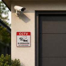 CCTV 運作中警告標誌，24/7 全天候監控安全攝影機警示金屬板貼紙，防水自黏式監視通知牌，適用於居家、別墅、車庫、辦公室、商店的戶外安全警告裝飾標誌 - 監控警示貼紙 - 查看 5
