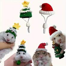 Handmade Knitted Christmas Hat For Hamsters And Small Pets - Add A Special Christmas Touch To Your Pet's Look, Christmas Gift For Small Pets - Multicolor - View 1