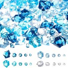 100pcs Mixed Blue Acrylic Ice Cubes, Realistic Crushed Ice, Crystal Rhinestone Decor Plastic Ice Cubes Gemstone Vase Filler, Suitable For DIY Handmade Wedding Table Bulk Vase Filler Fish Tank Decoration Centerpiece, Home Decor, Wedding Craft Display, Birthday Graduation And Other Occasions, Best Gift Choice - Mixed Blue - View 1