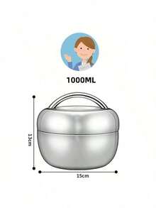 Stainless Steel Apple Shaped Bento Box, Stainless Steel Lunch Box, Travel Double-Layer Insulated Lunch Container, Reusable Portable Lunch Box For Office Workers And Students - Silver - View 12