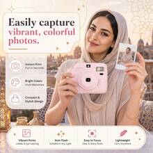 Popoto Instant Camera Set, Includes Selfie Mirror And Camera Storage Bucket Bag, Compact And Portable Essential For Travel, Auto Exposure Built-In Flash, Center-Axis Viewfinder For Offset-Free Photos, Capture Beach Sunset, Summer Party, Graduation Prom Unforgettable Moments (Battery Not Included) - View 9
