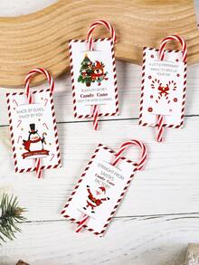Joivida 48PCS Christmas Candy Cane Holder Cards, Santa & Reindeer Pattern, Holiday Party Favors, Gift Packaging, Tabletop Decorations - Multicolor - View 10