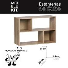 KIWI MOBLEKIT | Modular Wooden Shelves With Different Compartments And Door Options, Bookcases And Storage Furniture For Bedroom, Kitchen Or Entryway - Roble - 4 Comp | 85x30x59厘米 - 查看 3