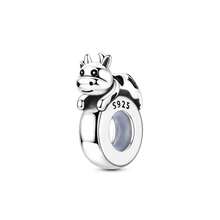 1pc S925 Sterling Silver Cute Pet Animal Spacer Bead, Cat Puppy Elephant Sloth 3D Lying Pose, With Adorable Engraving And Enamel Details, Comes With Exquisite Gift Box, Anti-Slip Positioning Design, Compatible With Basic Bracelets, Suitable For Handmade DIY Jewelry Making And Gifting - Multicolor - View 14