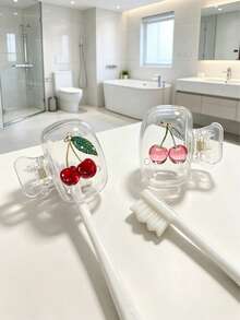 1/4pcs Cherry Pattern Toothbrush Holder, Transparent Dust-Proof Toothbrush Cover, Bathroom Accessories, Perfect For Women And Girls' Travel Toothbrush Protection, Cute For Home And Travel, Family Gift, Back To School Season, Back To School Gift - Multiple Styles - View 6