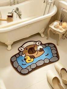 1 pieza Alfombra decorativa de capibara bañándose, suave y acogedora, perfecta para la decoración diaria del hogar y festividades, alfombra decorativa, decoración de dormitorio, alfombra pequeña, alfombra, decoración del hogar, alfombra de sala de estar, alfombra pequeña de sala de estar, alfombra de dormitorio, decoración del hogar de sala de estar, alfombra de exterior, alfombra lavable - Multicolor - Ver 2