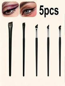 14/5/1pc Precision Eye Makeup Brush Set, Soft Fiber Angled Eyebrow Brush And Ultra-Fine Eyeliner Brush, Multi-Purpose For Eyebrow Filling, Winged Eyeliner And Eyeshadow, Portable Compact Makeup Tool, Create Charming Eye Makeup, Ideal Travel Gift For Women And Girls - Multicolor - View 9