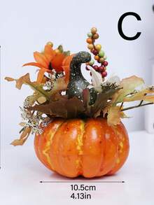 1pc Simulation Pumpkin Desktop Floral Decoration Simulation Maple Berry Pumpkin Flower Arrangement Suitable For Centerpiece Decoration Halloween Parties And Thanksgiving Autumn Decoration Bedroom Autumn Room Decoration - Style a - View 9