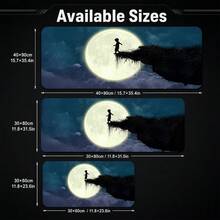 Giant Full Moon Silhouette Boy Dark Ink Cloud Large Gaming Desk Mat, Deep Blue Starry Sky Fantasy Print Non-Slip Rubber Extended Mouse Pad, Waterproof Long Keyboard Mat, Gaming Computer Desktop Decoration - View 5
