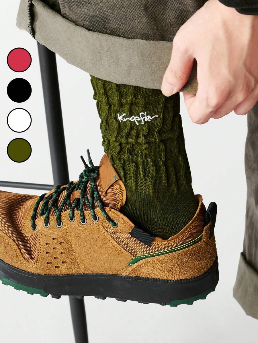 1/4/8 Pairs Men's Mid-Calf Socks, Japanese Style Vertical Stripe Textured Long Socks, Minimalist Letter Embroidery Candy Color Sports Mid-Calf Socks, Fun Socks, Men's Hip-Hop Socks - Multicolor - View 1