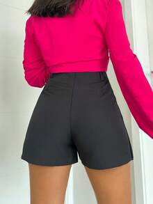 shorts saia tecido de luis twill - Preto - Visão 3