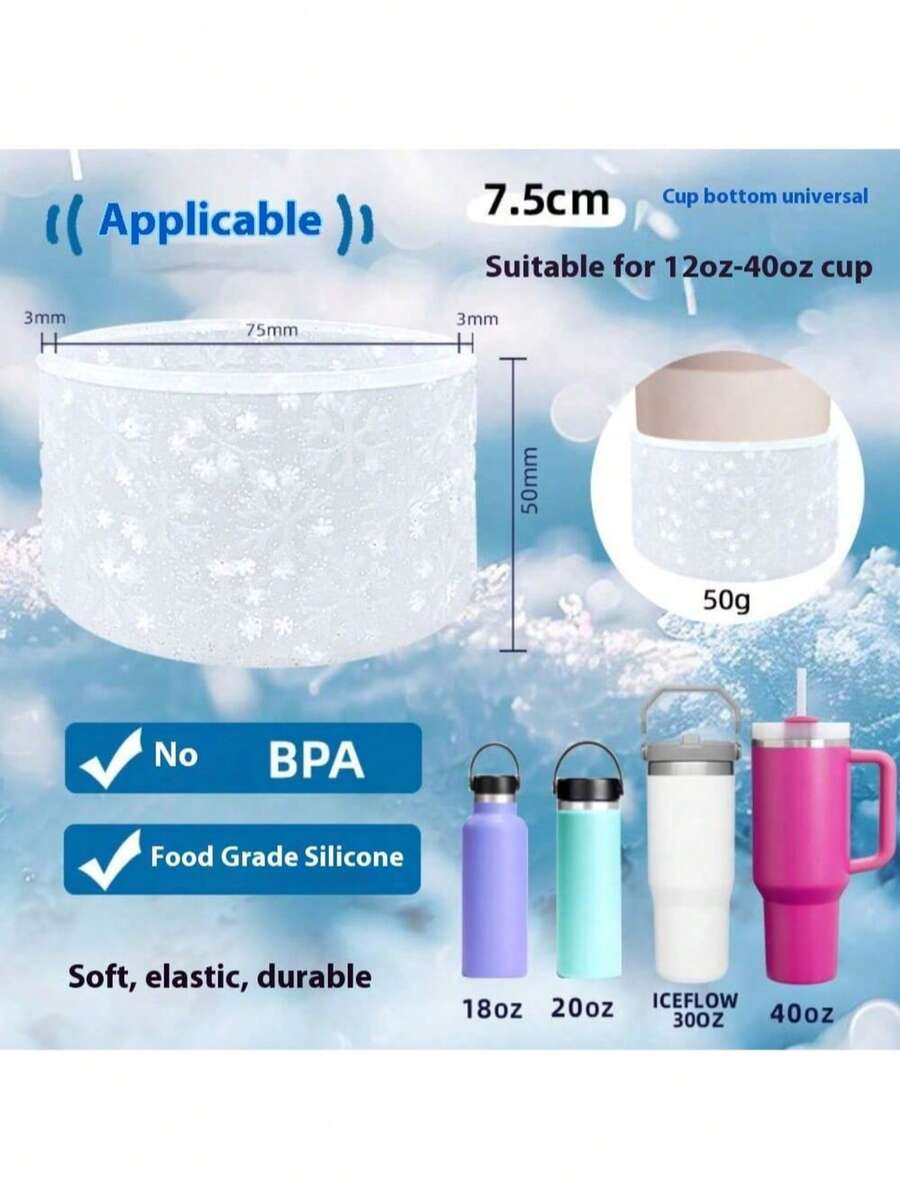 Cup Sleeve And Coaster, Insulated Cup With Snowflake Pattern, Non-Slip Silicone Cup Base, Outdoor Travel Accessory - Multicolor - View 1
