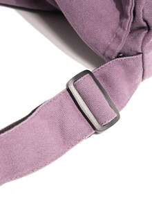 Minimalist Solid Color Versatile Thick Canvas Fabric Crossbody Bag Shoulder Bag Zipper Closure Adjustable Strap - Purple - View 10