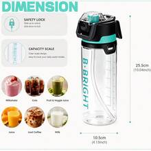1 pieza Botella de agua deportiva para exteriores de 800ml/26oz con diseño de doble bebida, botella de agua refrescante esencial de verano, diseño de gran capacidad, hecha de material Tritan, inodora, irrompible, ligera, con asa oculta para fácil transporte, perfecta para camping, deportes al aire libre, senderismo, fútbol, baloncesto, correr, ciclismo, ejercicio, fitness, regalos de vacaciones, regalos de cumpleaños y talla grande - Multicolor - Ver 6