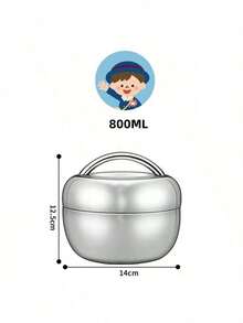 Stainless Steel Apple Shaped Bento Box, Stainless Steel Lunch Box, Travel Double-Layer Insulated Lunch Container, Reusable Portable Lunch Box For Office Workers And Students - Silver - View 13