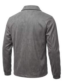 Men's Spring/Autumn Fashion Casual Jacket, Minimalist Versatile Lapel Collar Outerwear - Grey - View 4