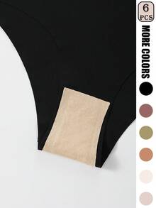 6pcs Women's Seamless High Waist Panties, Quick-Dry Breathable Nylon Spandex Blend, 4-Way Stretch, Yoga Fitness Dance - Multicolor - View 6