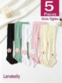 5pcs/Set Legging Ketat Motif Bunga Manis & Lucu untuk Bayi Perempuan, Serbaguna untuk Musim Semi, Musim Gugur, dan Semua Musim, Cocok untuk Pemakaian Sehari-hari, Sempurna sebagai Hadiah - MultiWarna - View 7