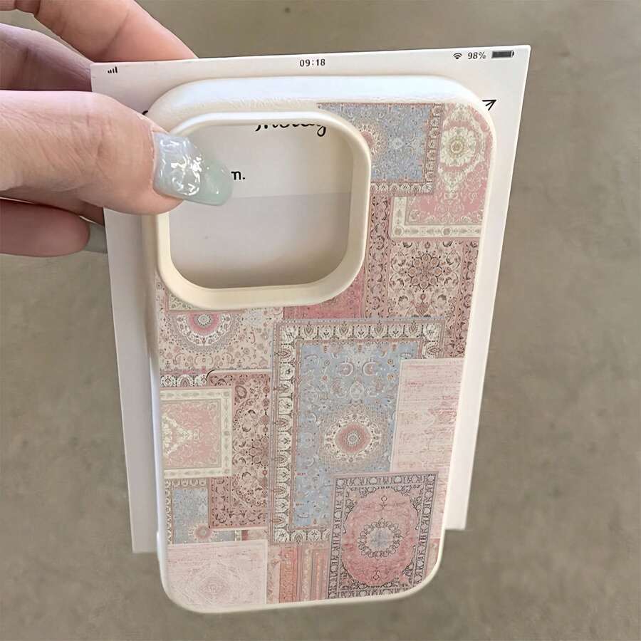 Bow-Knot 1pc White Lychee Texture Matte Lens Protection Minimalist Pink Strawberry Bow Puzzle Pattern Phone Case, Personalized Compatible With IPhone iPhone16 Pro Max, iPhone17/iPhone16/15/14 Plus/iPhone13/12/11, Air, Compatible With Samsung Series - Weiß 4 - Übersicht 1