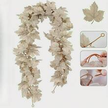 3 piezas de 9.84 pies de enredaderas de hojas de arce artificiales, guirnalda de planta falsa de plástico lavable, flores colgantes realistas, adecuadas para Navidad, Halloween, Acción de Gracias, graduación, fiesta de boda, decoración de valla del hogar - Multicolor - Ver 8