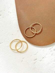4pcs Minimalist Geometric Metal Gold Toe Rings, Suitable For Women's Summer Beach, Party, Outing Wear, Jewelry Accessories - Gold - View 3