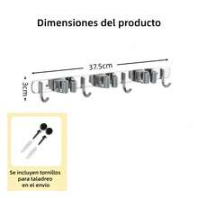 Soporte de pared para fregonas y escobas, soporte depared para escobas, soporte de acero inoxidable paraescobas, ideal para el armario, el garaje, el lavadero y ladecoracion de paredes de la cocina - Plateado - Ver 8