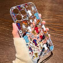 1件透明全螢幕足球塗鴉圖案手機殼，個性化保護殼，適用於 iPhone 16 Pro Max/17/16/15/14 Plus/13/12/11/Air 及系列 - 彩色 - 查看 2