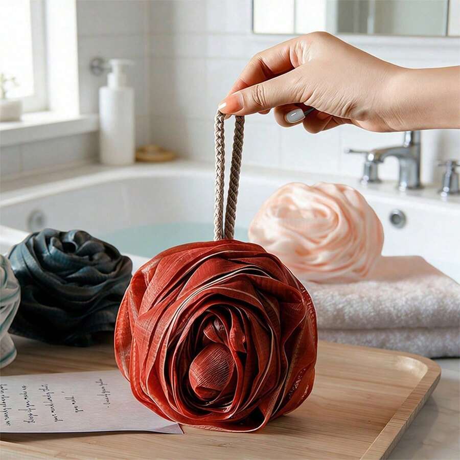 2/1pc Cartoon Duck Decoration Foam Bath Ball, Bathroom Home, Bathroom Decoration, Effective Body Scrubbing, Back Scrub Towel, High-Quality Mesh Materials, Convenient Strap Design, Smooth Skin, Very Suitable For Daily Use.(Solid Color Special Offer) - Multicolor - View 1