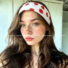 1pc New Sweet Floral Print Headband, Ins Style Pink Tone, Fashionable Versatile Elastic Headscarf, Sports Headband For Girls - Multicolor - View 4