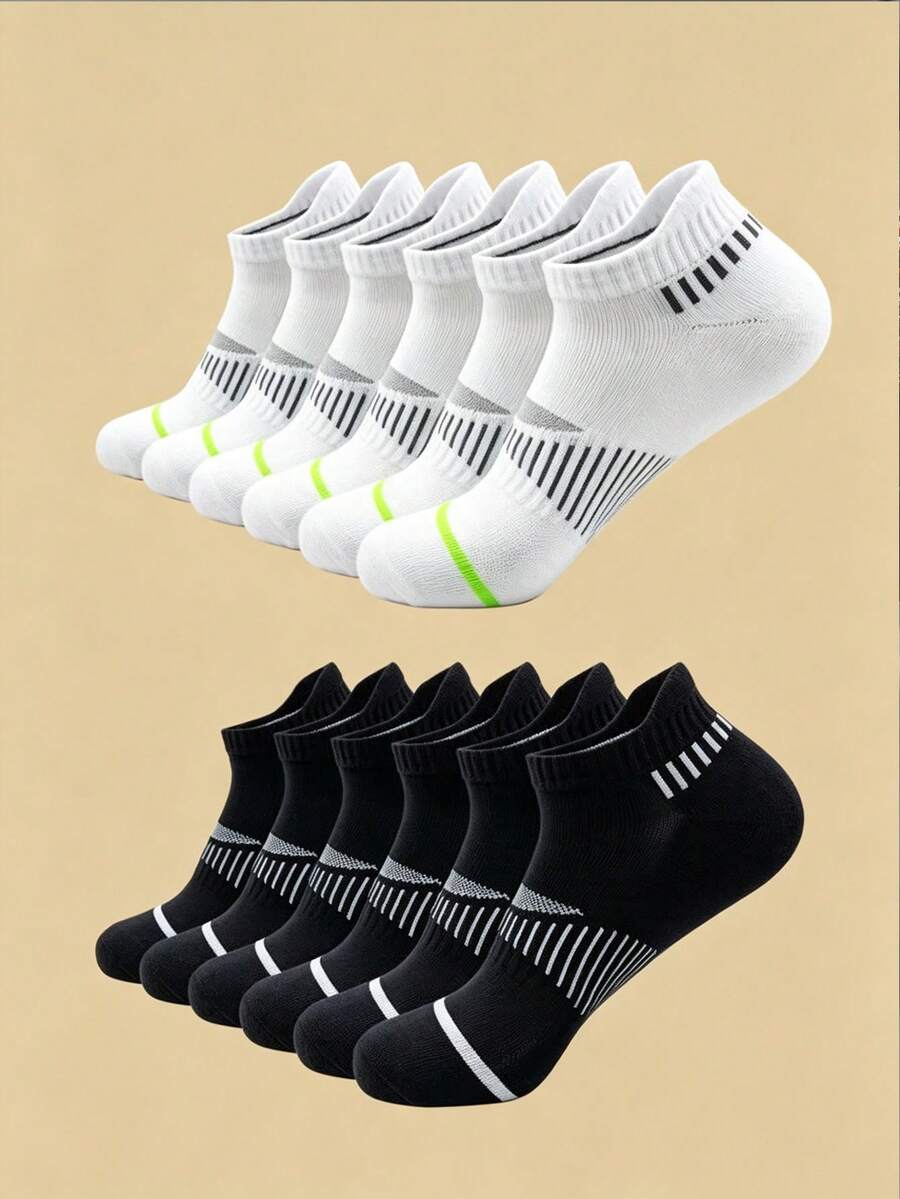12 Pairs New Men's Plus Size Summer Sports Short Socks, Mesh Breathable Minimalist Versatile Invisible Socks - Multicolor - View 1