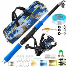 All-In-One 1.8M Telescopic Fishing Gear Set With Spinning Reel, Full Fishing Tackle Accessories Storage Hand Bag, Ideal For Lake River Sea Outdoor Fishing Starters - Blue - View 2
