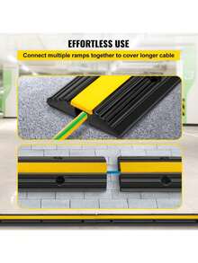 4 Pack Of 1-Channel Rubber Protector Ramps Heavy Duty 22046Lbs Load Capacity Wire Cord Cover Ramp Speed Bump Driveway Hose Ramp Protective Cover - Default - View 3