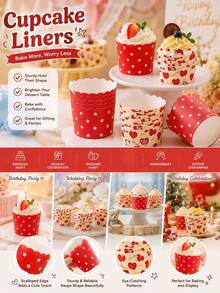 50 piezas de moldes para cupcakes con borde ondulado, corazones y estrellas lindos, decoración para fiestas de cumpleaños y bodas - Multicolor - Ver 2