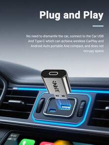XUDA 2026 Nuevo súper mini adaptador, de cableado a inalámbrico CarPlay y Android Auto, caja inteligente 2 en 1, compatible con el 99% de vehículos con CarPlay/Android Auto cableado de OEM, compatible con WiFi6 de 2.4~5.0 GHz, diseño compacto y elegante, actualizable en línea, conexión rápida, sin batería requerida - A - Ver 3