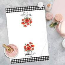 2/4/48pcs Red Poppy Pattern Printed Kitchen Towels - Ultra Soft, Highly Absorbent Polyester Tablecloths And Hand Towels, Perfect For Holiday Decor, Kitchen Decor, Party Decor - Multicolor - View 7