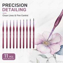 Yutiars [Premium Fine Brushes] 11pcs High-Quality Fine Bristle Paint Brushes, Suitable For Acrylic, Oil, Watercolor, Digital Oil Painting, Model And Craft, With Triangular Handle - Purple - View 7