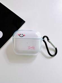 1個透明防震藍牙耳機保護殼，腮紅笑臉與「Smile」字母印花，含1個防丟耳機殼掛鉤，Ins風可愛卡哇伊耳機保護套，時尚耳機配件，適用於耳機充電盒，快速出貨 - 彩色 - 查看 11