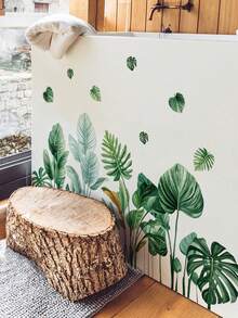1pc Fresh Tropical Monstera Leaf Green Plant Wall Decor Sticker, Removable Room Wall Decal For Bedroom, Living Room, Entryway - 1PC - View 5