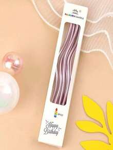 6/12pcs Rose Gold Curved Colorful Birthday Candles, Cake Decoration, Baking Supplies - Multicolor - View 3