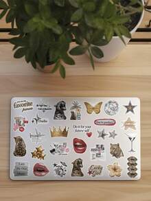 100pcs Silver & Gold Lucky Girl Stickers Set, Holiday Gift, Party & Home Decor, Classroom Reward, Birthday Gift Decoration, Scrapbook, Laptop, Luggage, Guitar, Phone DIY Decals - Lucky Girl Collection - View 4