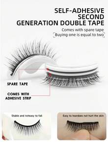 LAKIUU 3 Pairs Self-Adhesive False Eyelashes, Glue-Free Mixed 3 Styles, Natural Soft Reusable Eyelashes For Beginners - View 5
